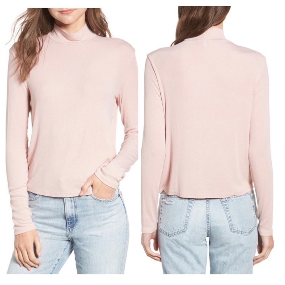 splendid ribbed mock-neck long-sleeve top